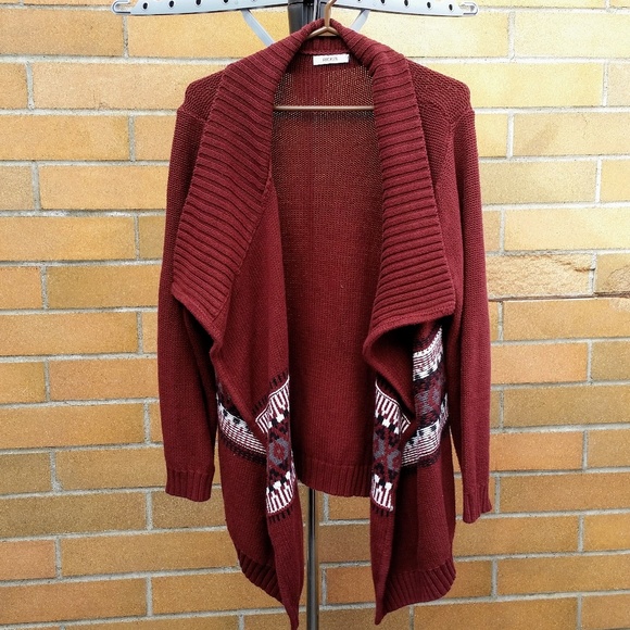 Ricki's Sweaters - RICKI'S - Fairisle Trim Open Cardigan